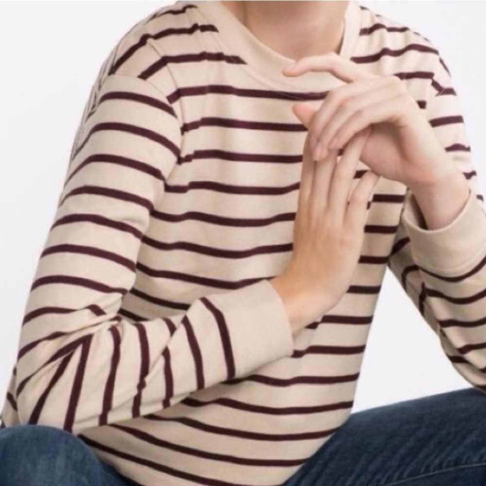 Zara cream and burgundy striped sweater - size S